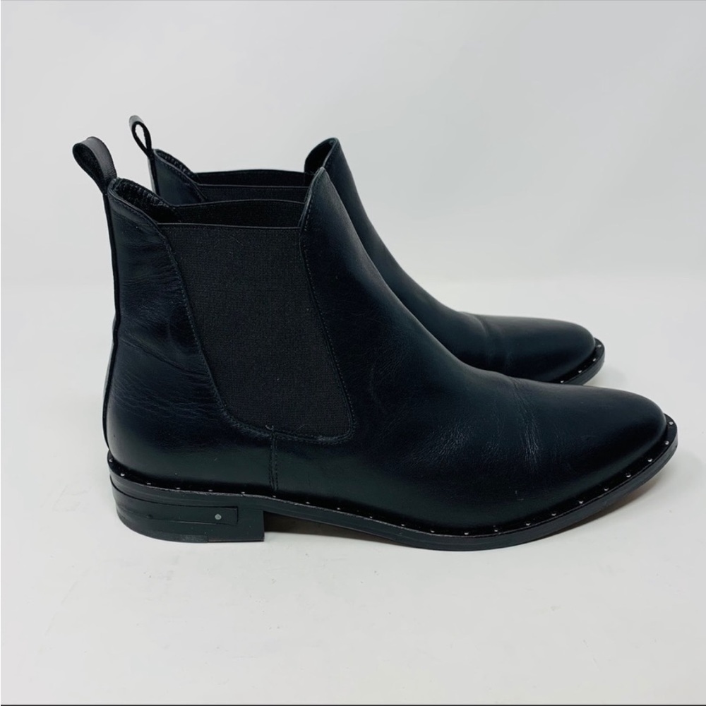 Freda Salvador NWOB Sleek Black Leather Studded Chelsea Boots, Size 7